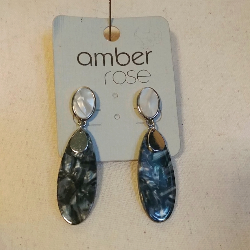 NEW Rockmans Silver and Black/Grey Dangle Costume Jewellery Earrings